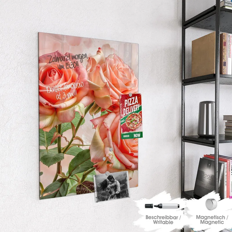 Magnettafel - Korallenrote Rosen