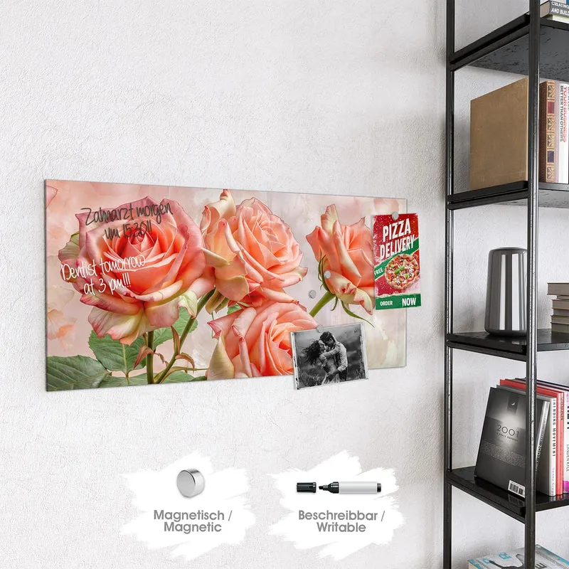 Magnettafel - Korallenrote Rosen