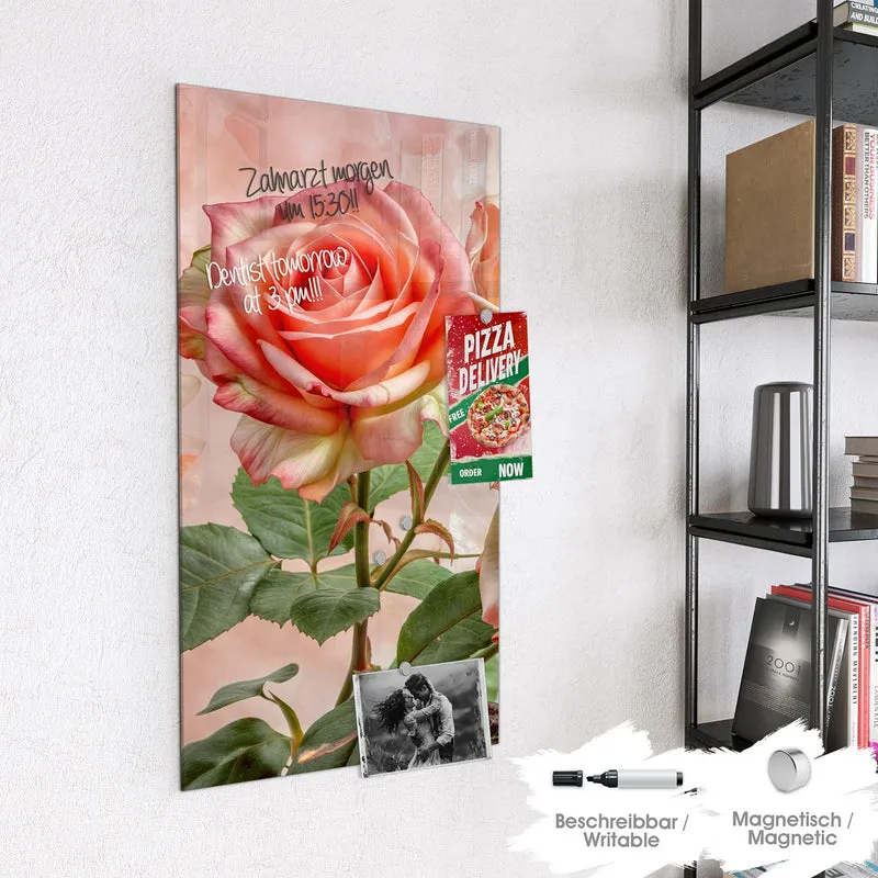 Magnettafel - Korallenrote Rosen