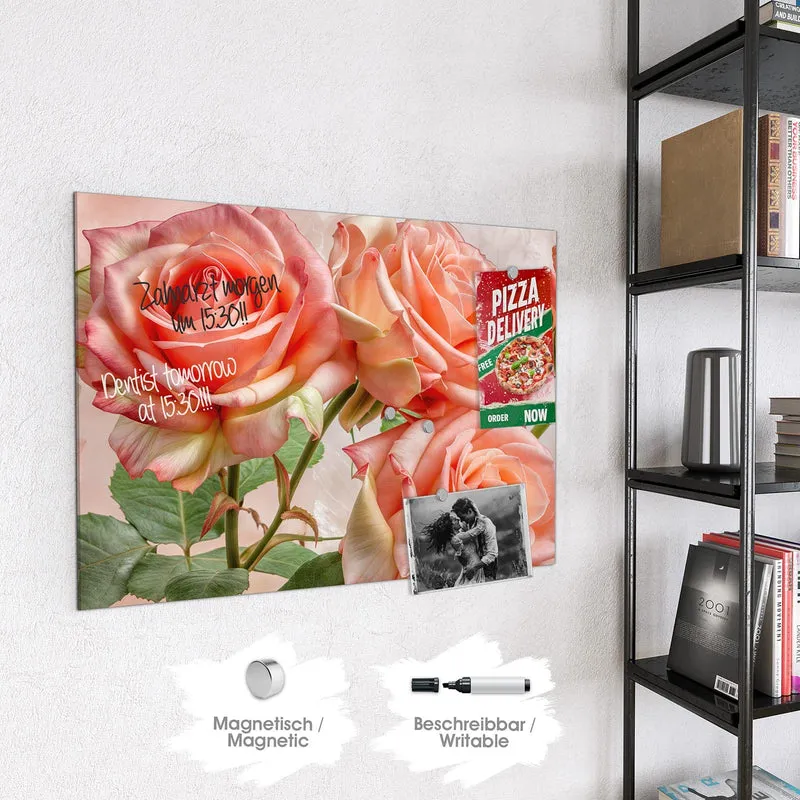 Magnettafel - Korallenrote Rosen