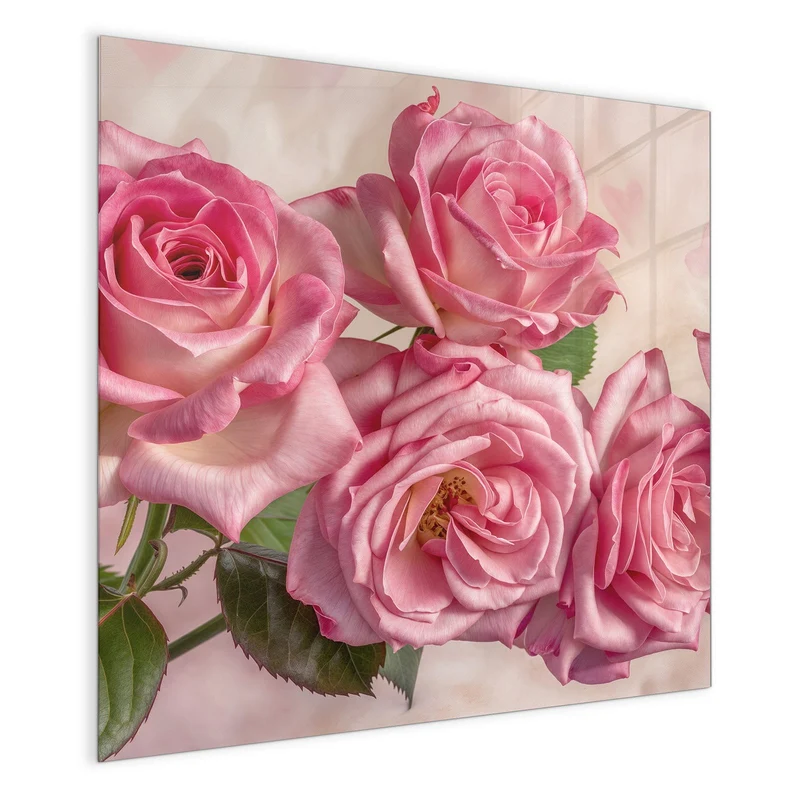 Magnettafel - Rosa Rosenblüten