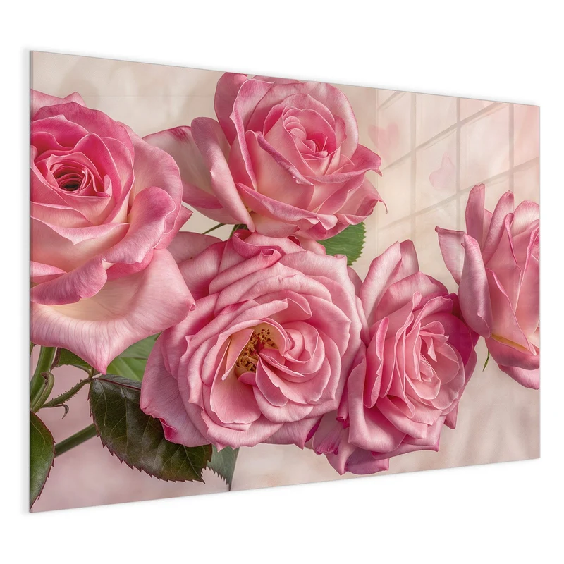 Magnettafel - Rosa Rosenblüten