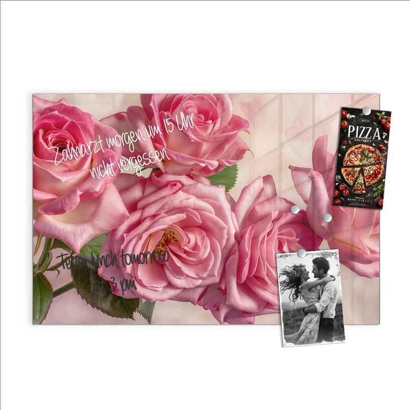 Magnettafel - Rosa Rosenblüten