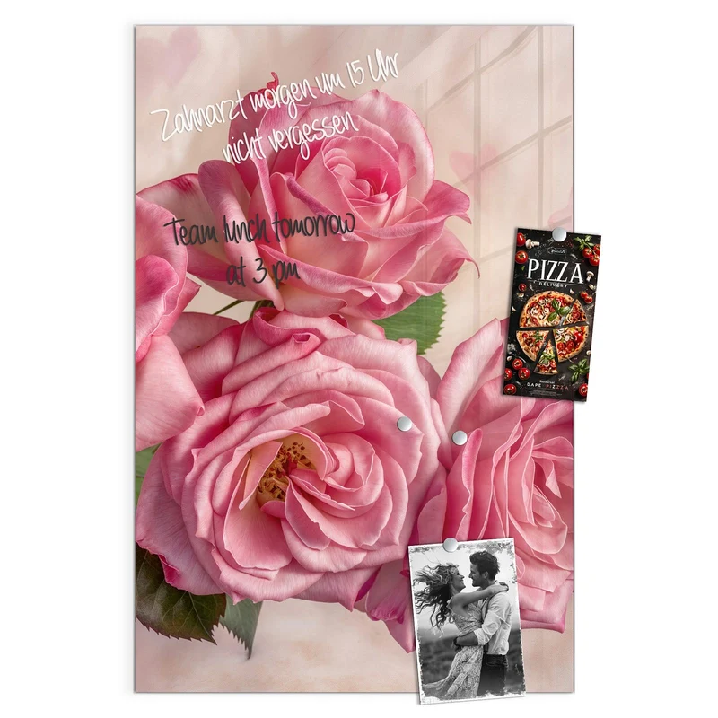 Magnettafel - Rosa Rosenblüten