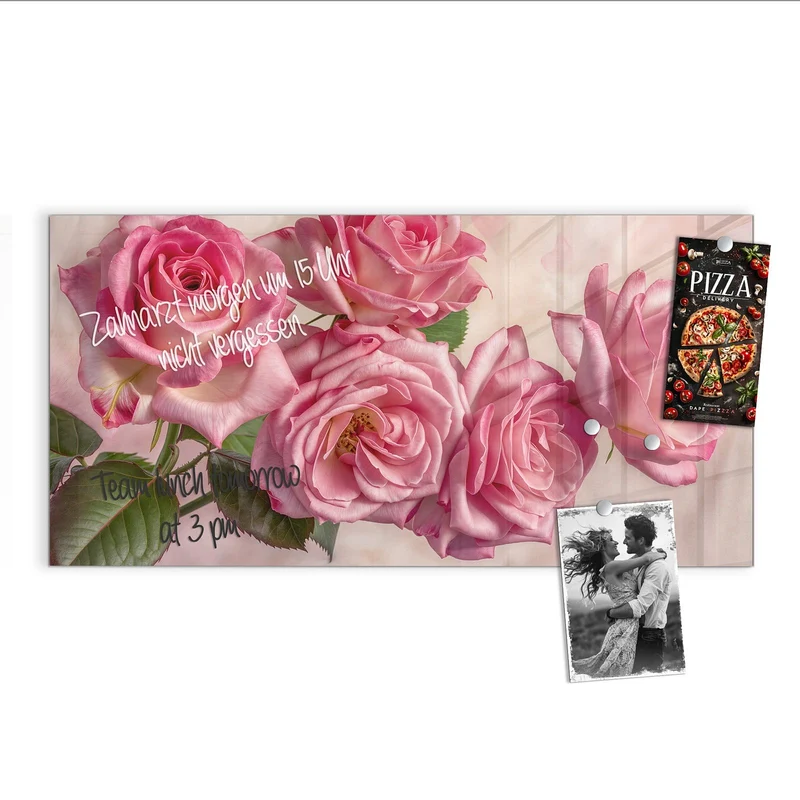 Magnettafel - Rosa Rosenblüten