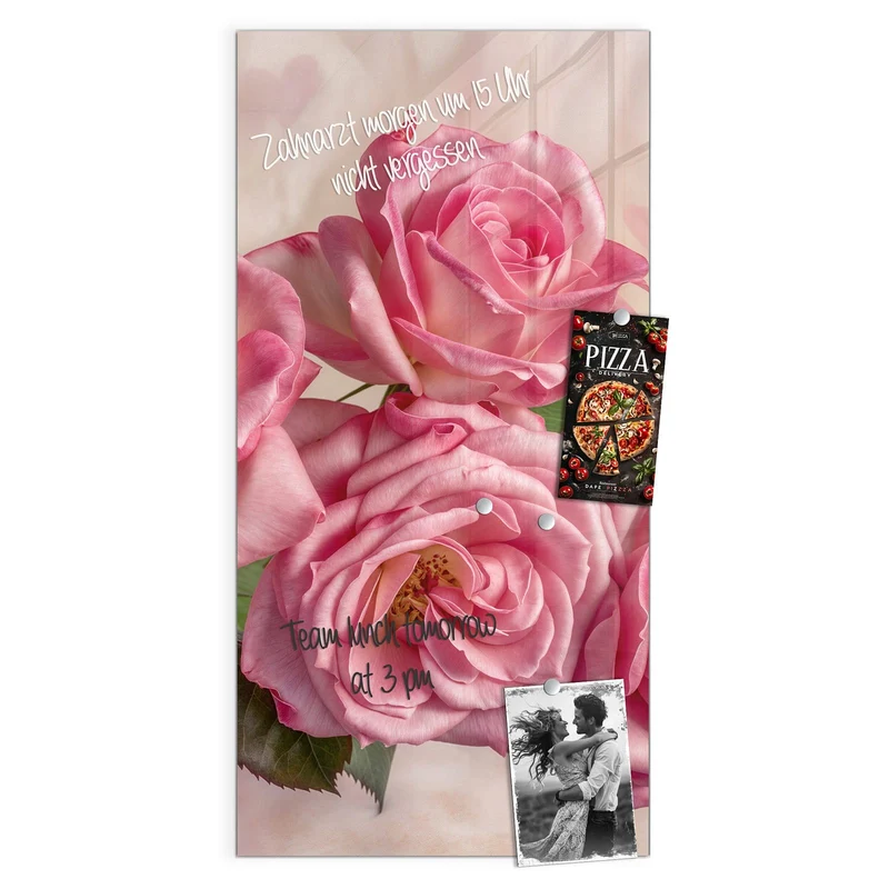 Magnettafel - Rosa Rosenblüten