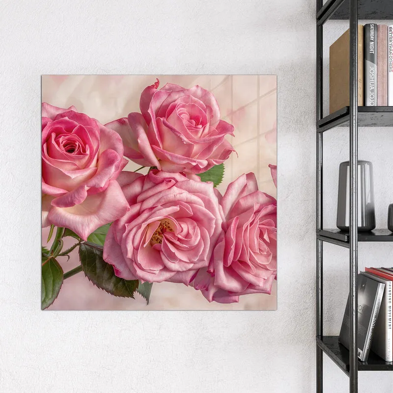 Magnettafel - Rosa Rosenblüten