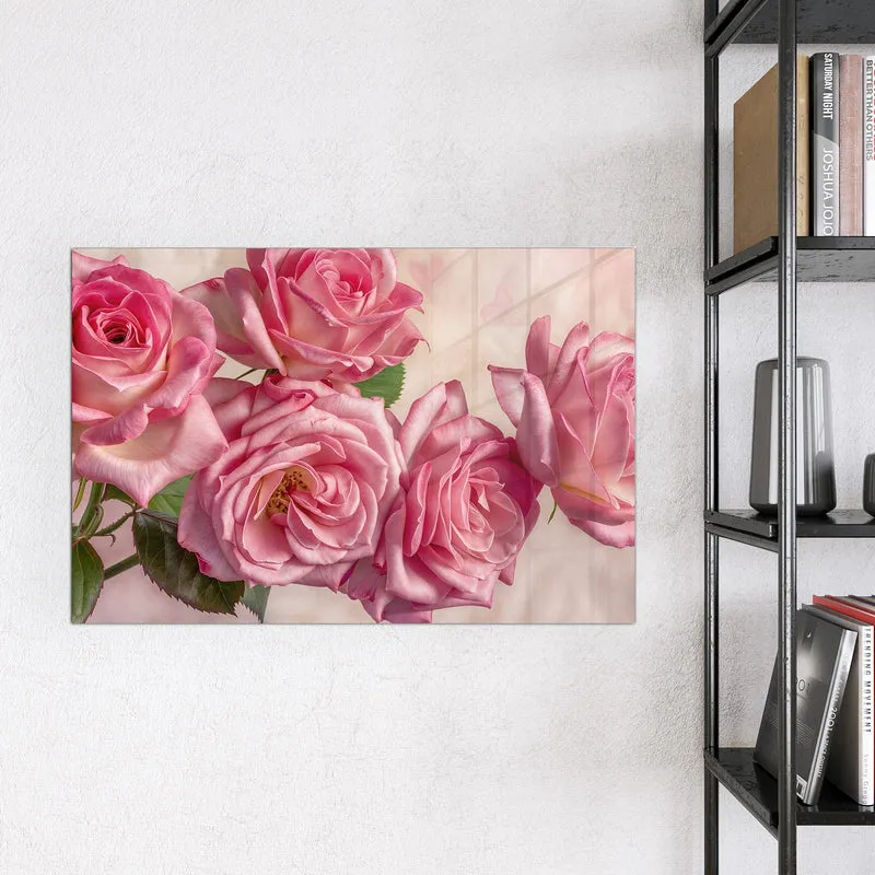 Magnettafel - Rosa Rosenblüten