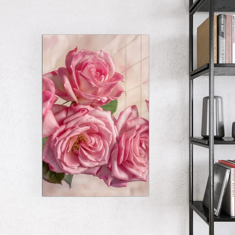 Magnettafel - Rosa Rosenblüten