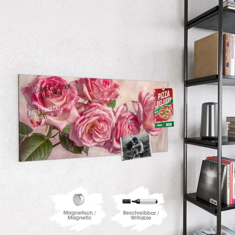 Magnettafel - Rosa Rosenblüten