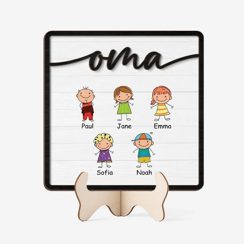 Oma Strichmännchen - Personalisierte Geschenke Familie | Holztafel Oma