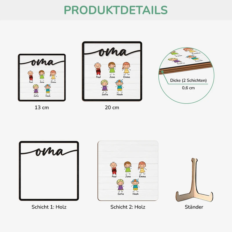 Oma Strichmännchen - Personalisierte Geschenke Familie | Holztafel Oma