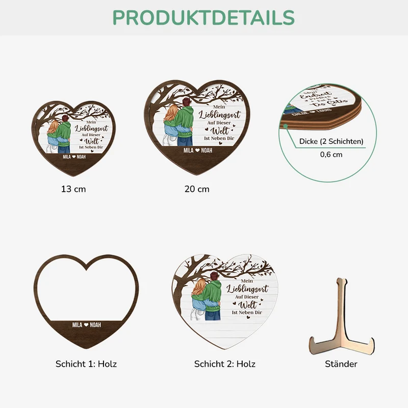 Mein Lieblingsort - Personalisierte Geschenke Paare | Romantische Holztafel