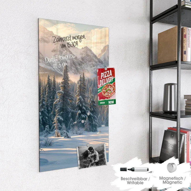 Magnettafel - Verschneiter Tannenwald