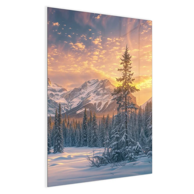Magnettafel - Winterwald vor Bergen
