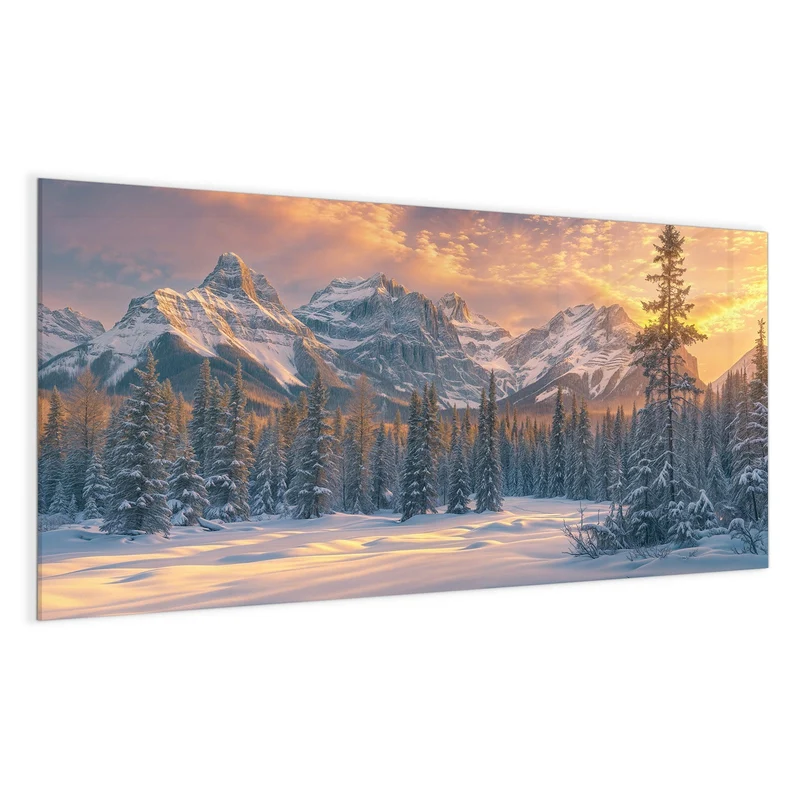 Magnettafel - Winterwald vor Bergen