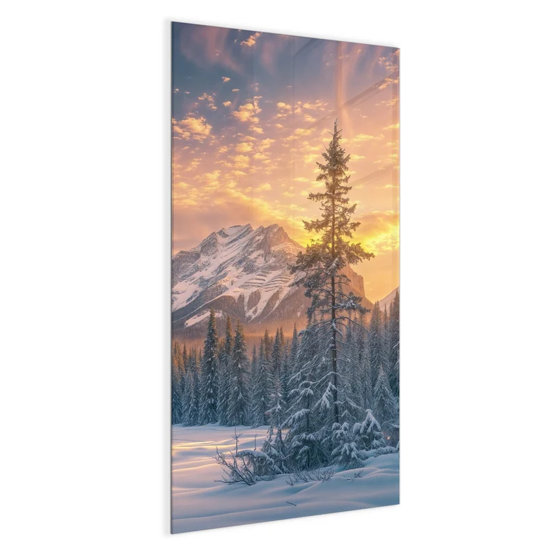 Magnettafel - Winterwald vor Bergen