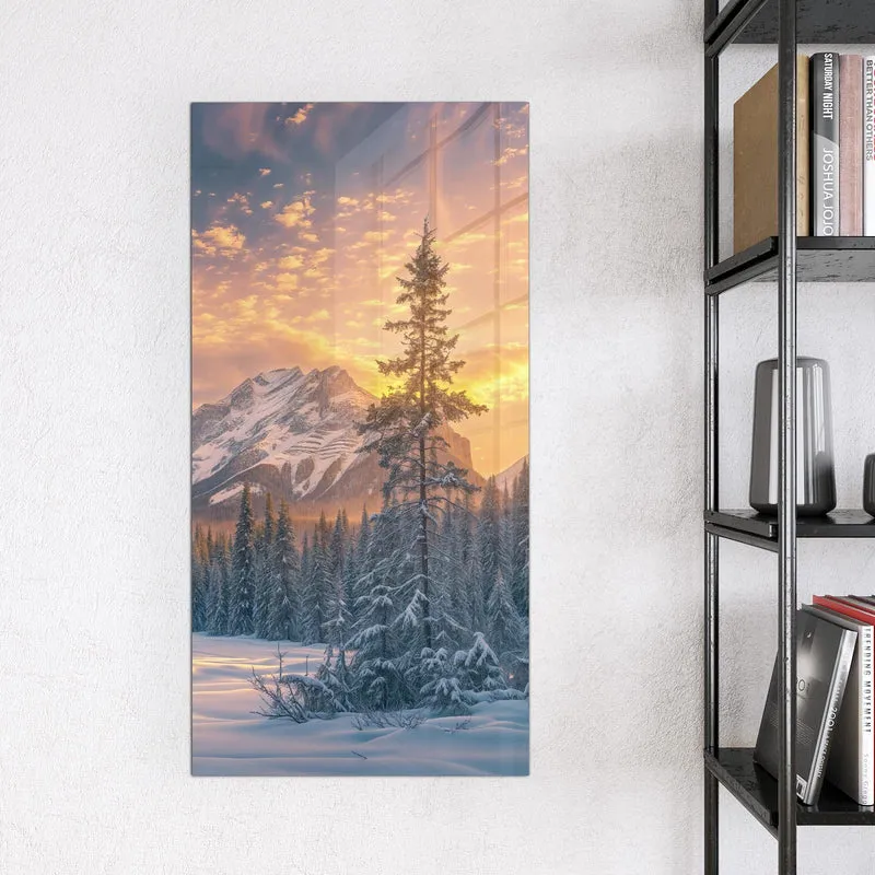 Magnettafel - Winterwald vor Bergen