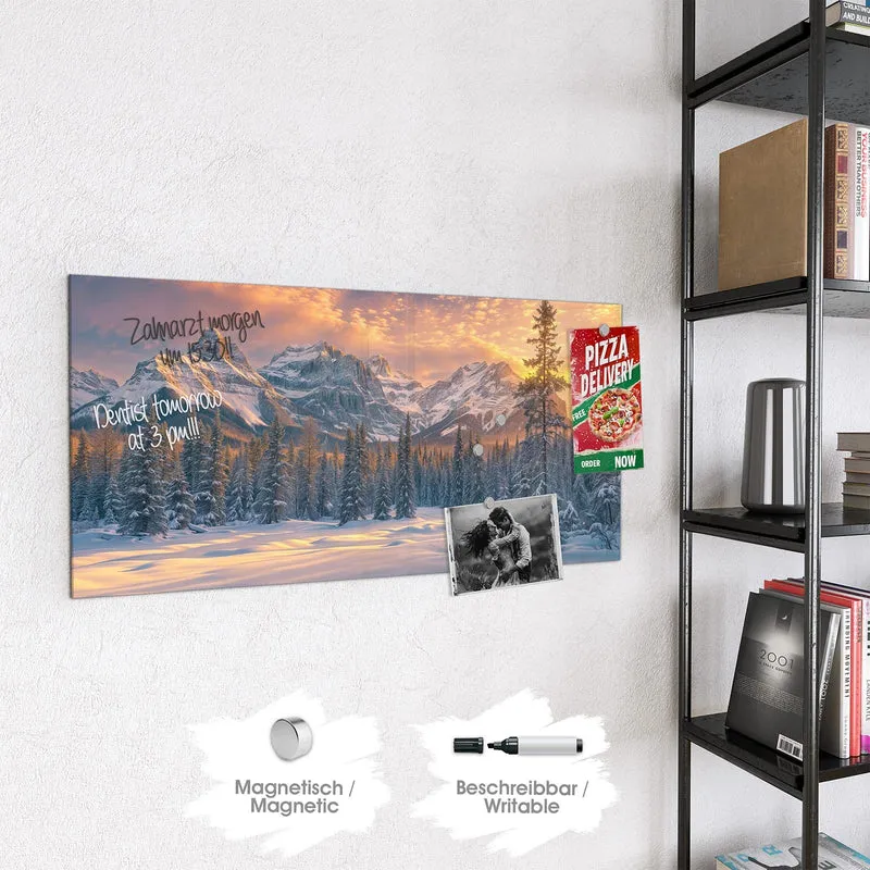 Magnettafel - Winterwald vor Bergen