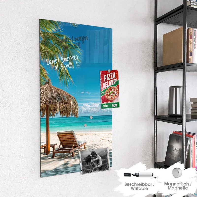 Magnettafel - Liegestühle am Strand