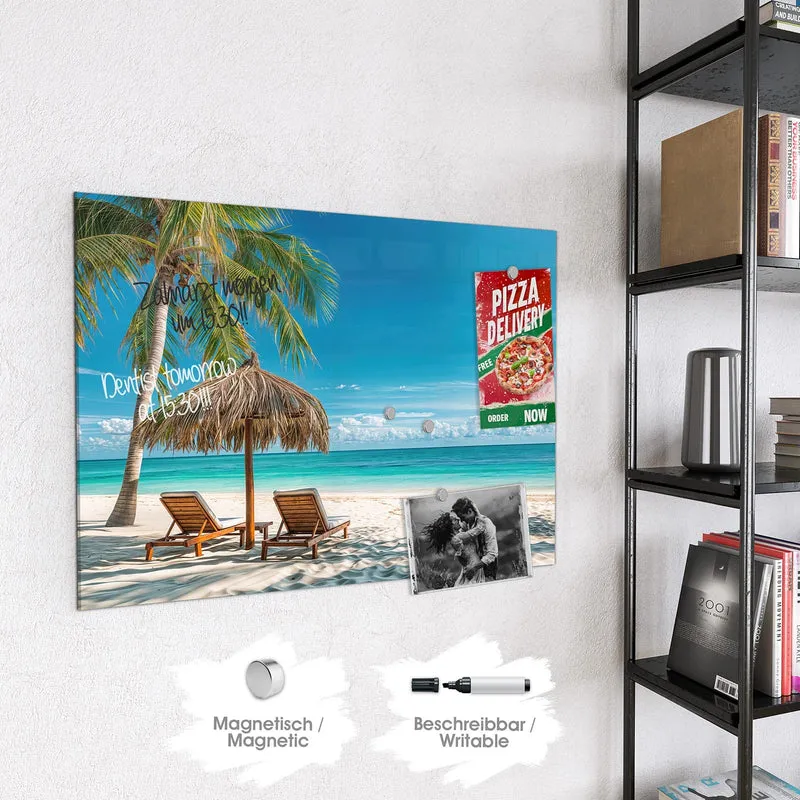 Magnettafel - Liegestühle am Strand