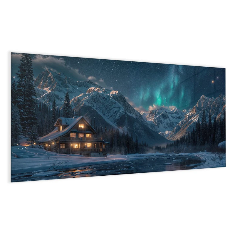 Magnettafel - Berghütte im Winter