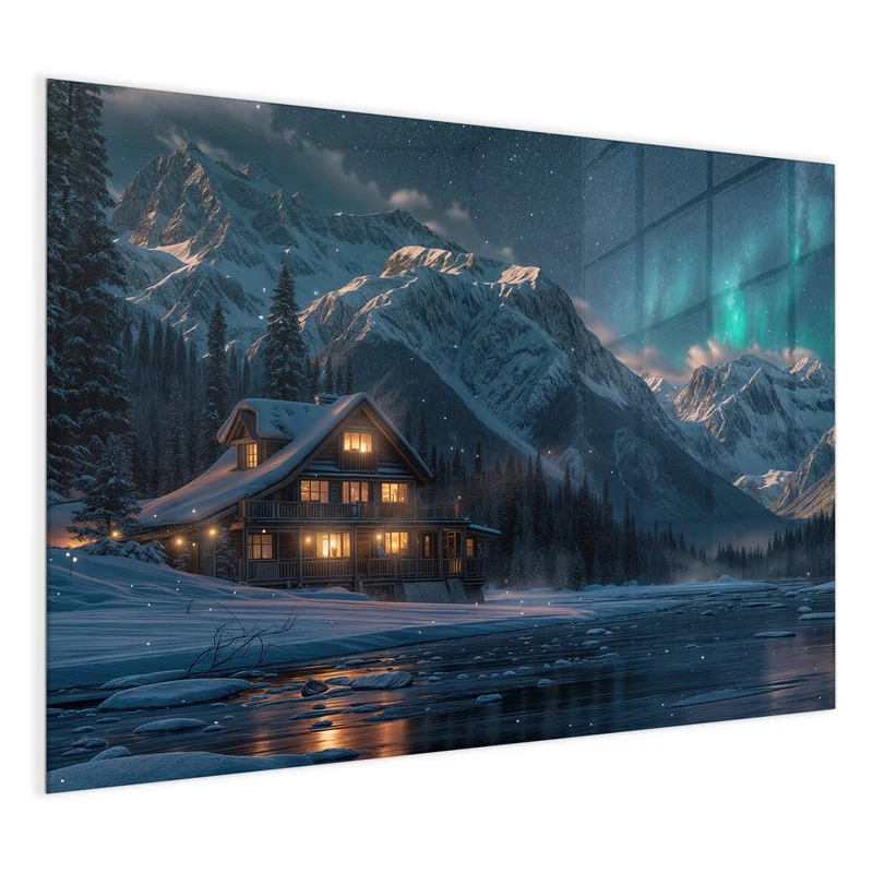 Magnettafel - Berghütte im Winter