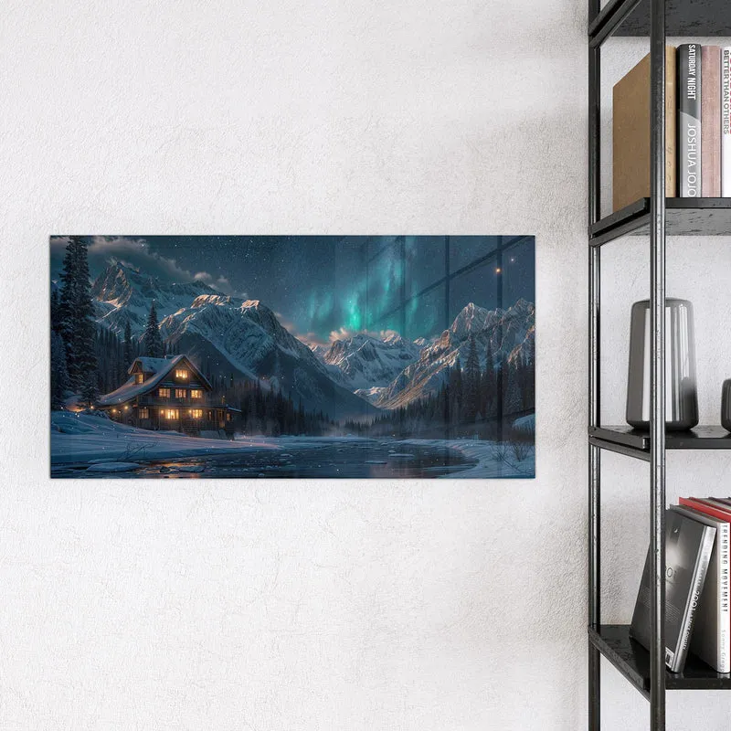 Magnettafel - Berghütte im Winter