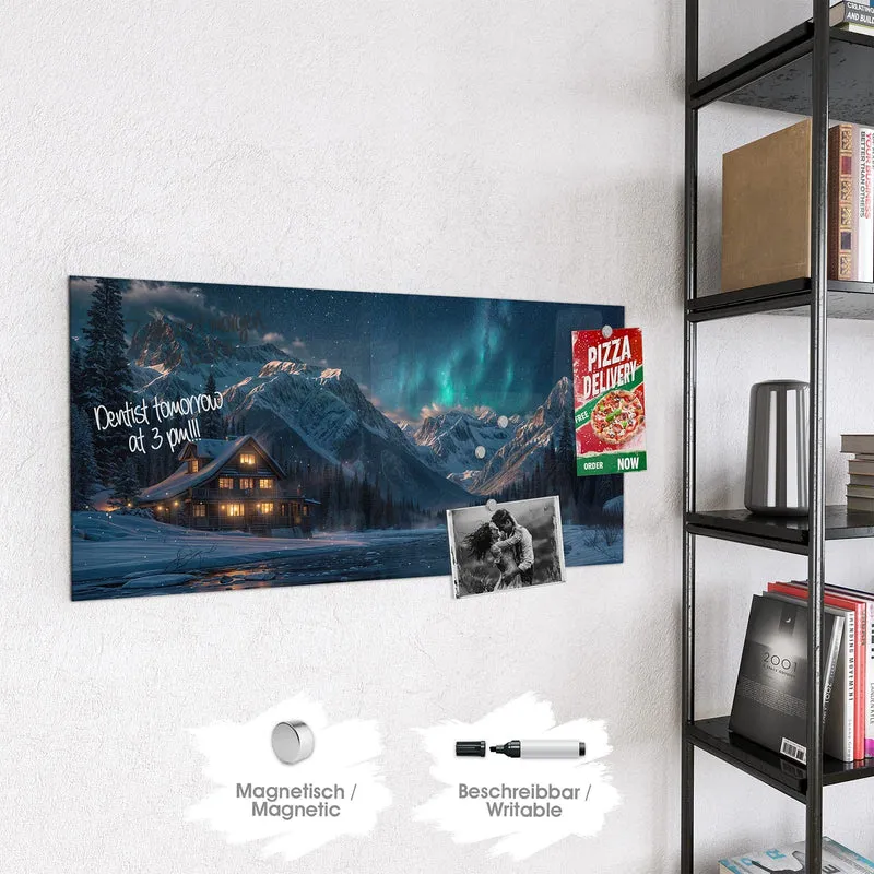 Magnettafel - Berghütte im Winter