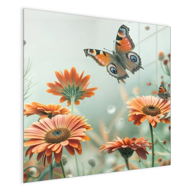 Magnettafel - Falter und Gerbera