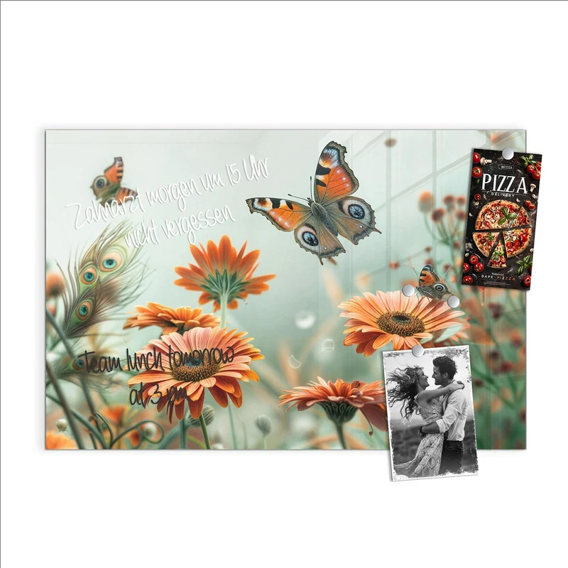 Magnettafel - Falter und Gerbera