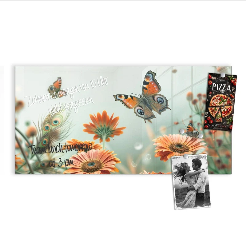 Magnettafel - Falter und Gerbera