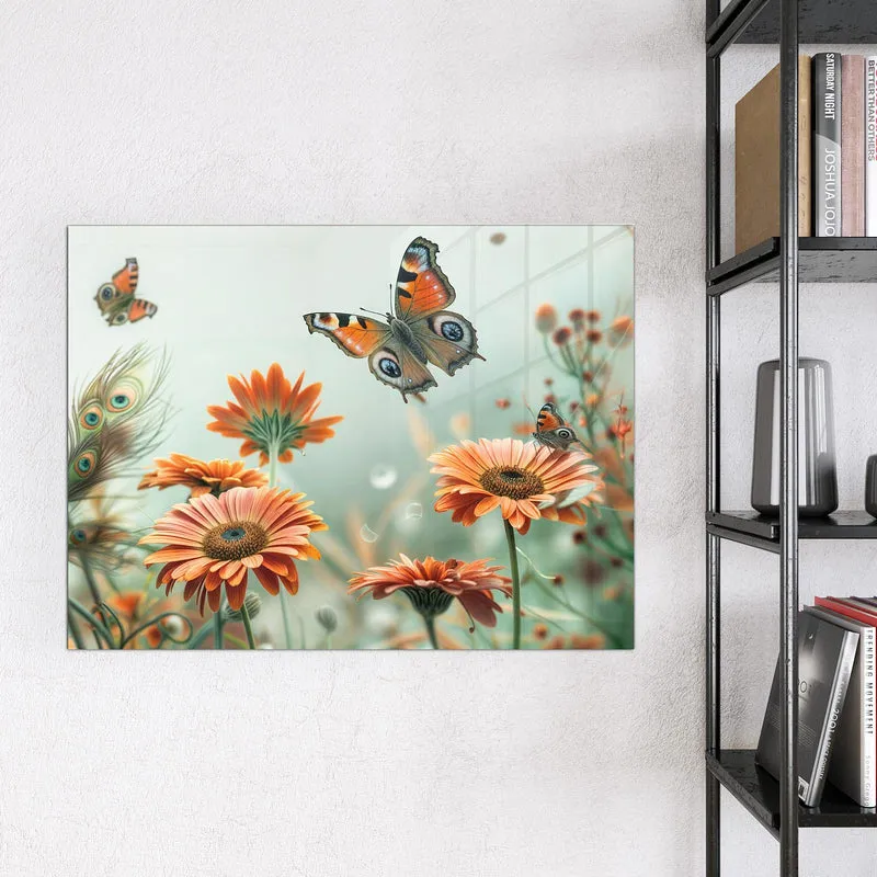 Magnettafel - Falter und Gerbera