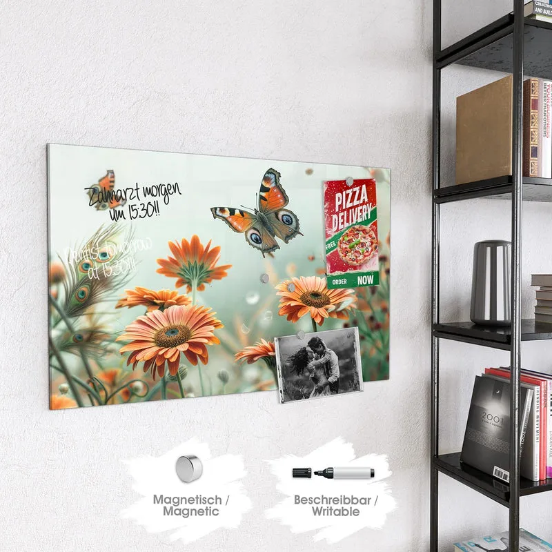 Magnettafel - Falter und Gerbera