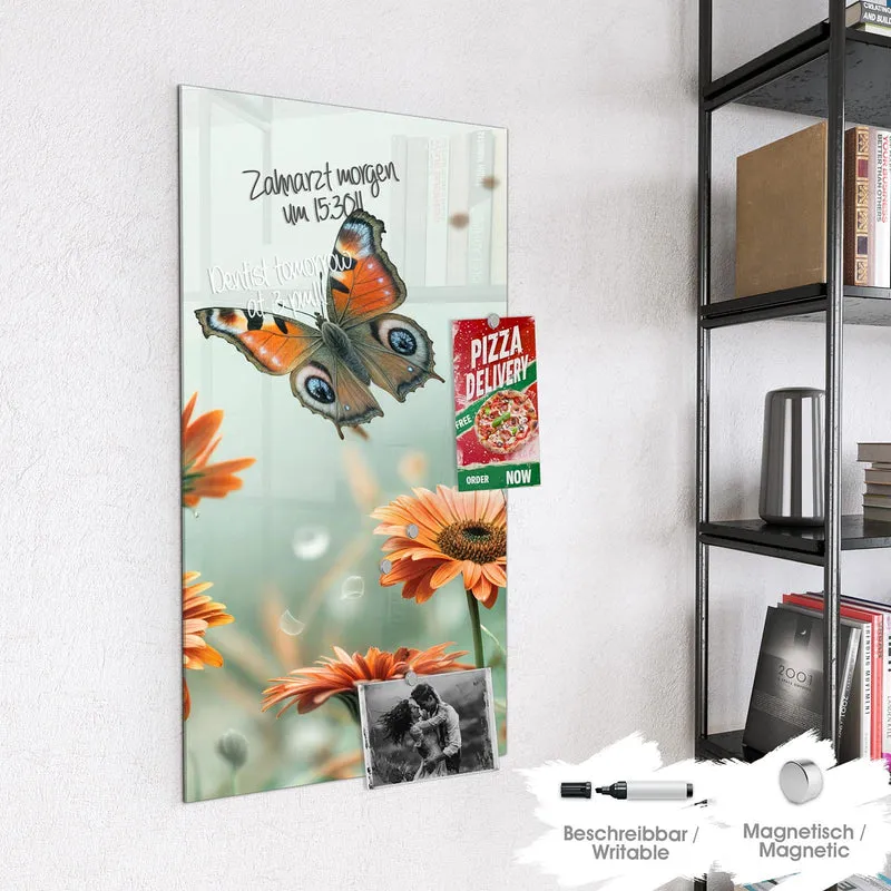 Magnettafel - Falter und Gerbera
