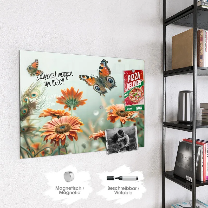Magnettafel - Falter und Gerbera