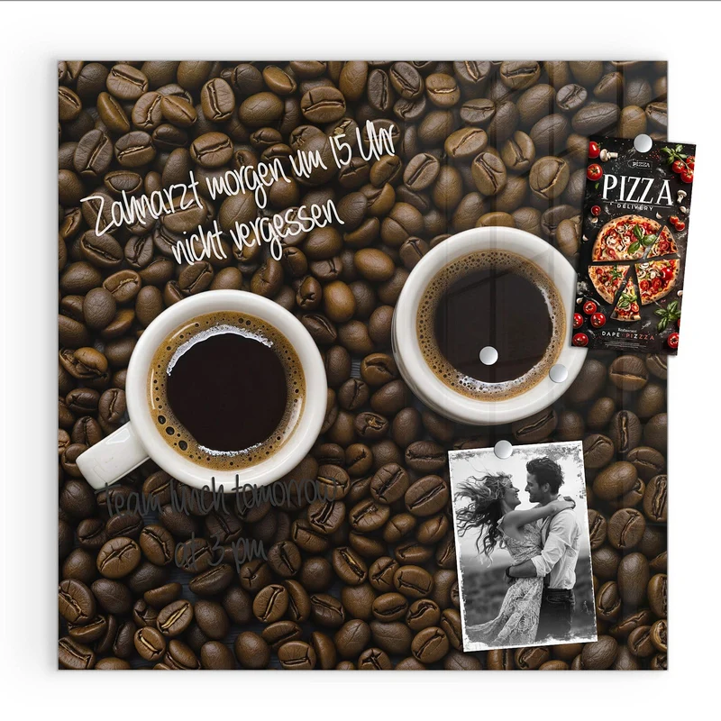 Magnettafel - Kaffeebohnen und Tassen