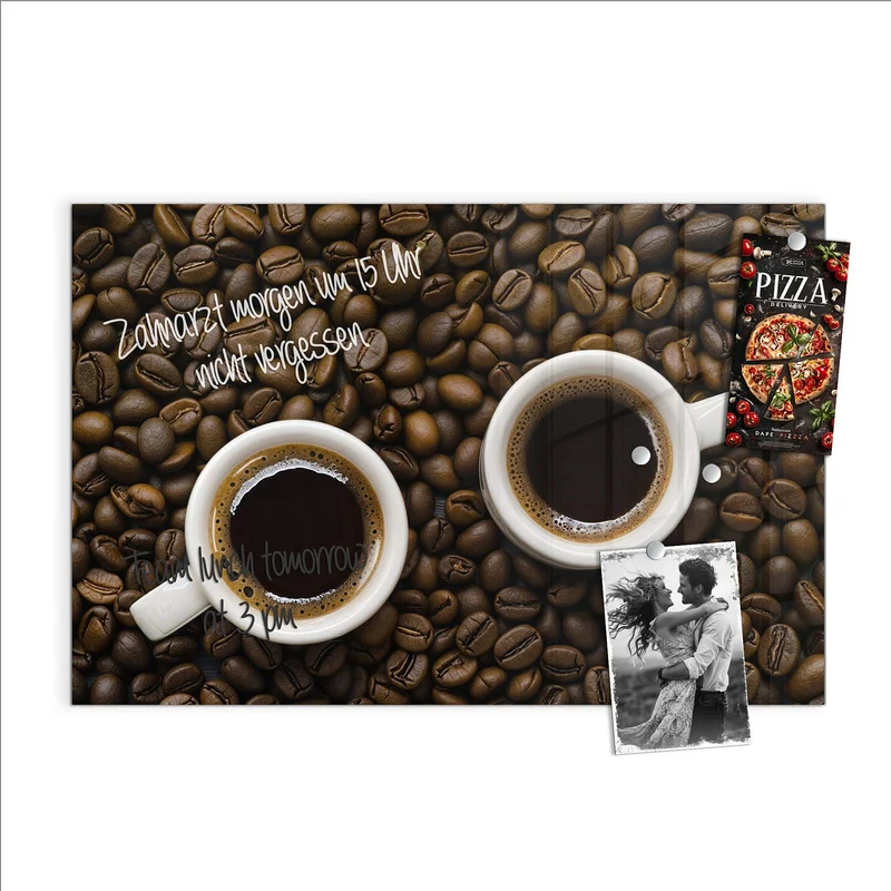 Magnettafel - Kaffeebohnen und Tassen