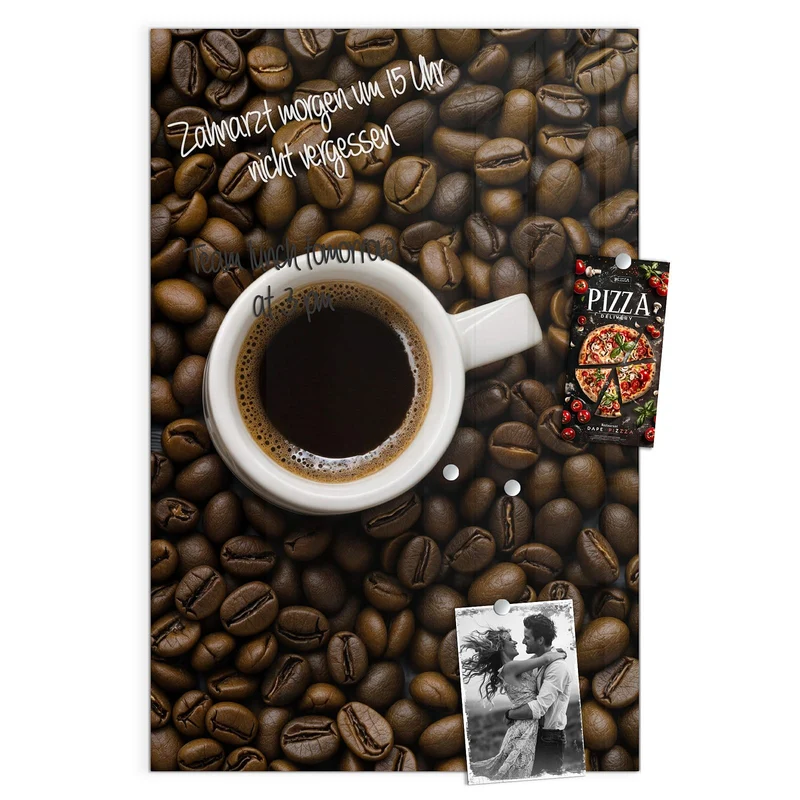 Magnettafel - Kaffeebohnen und Tassen