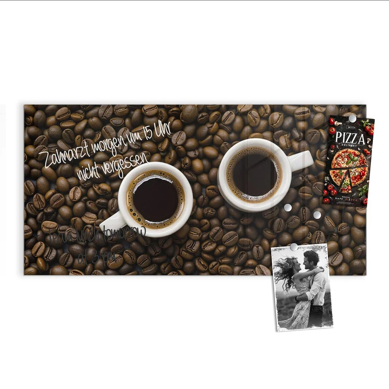 Magnettafel - Kaffeebohnen und Tassen