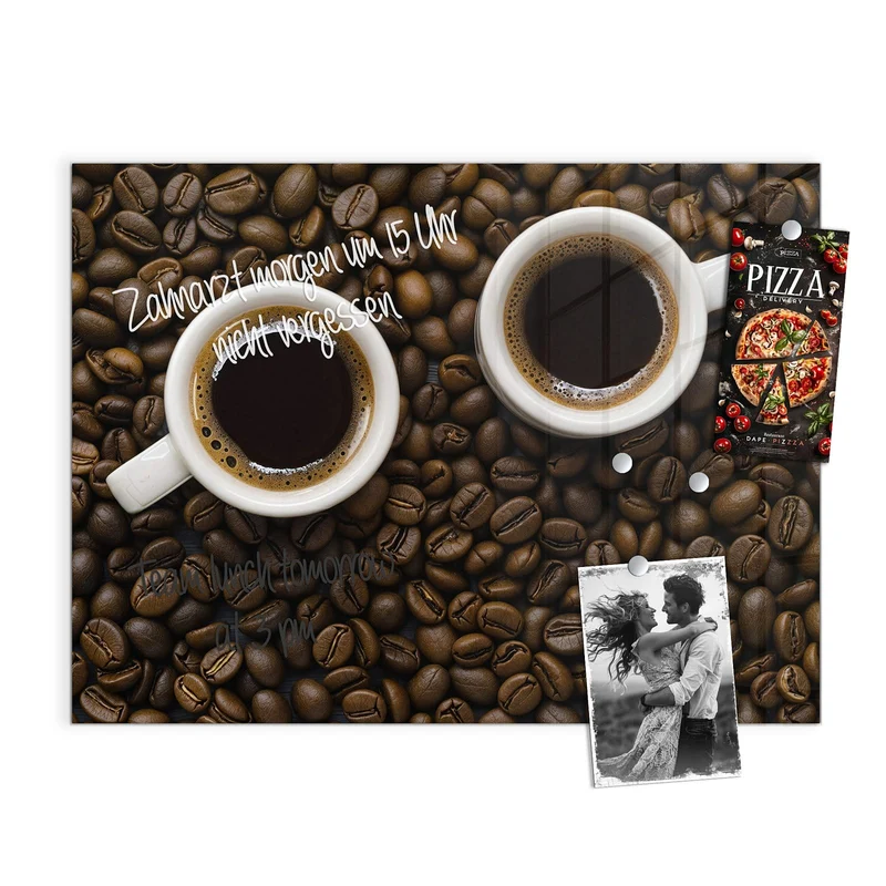 Magnettafel - Kaffeebohnen und Tassen