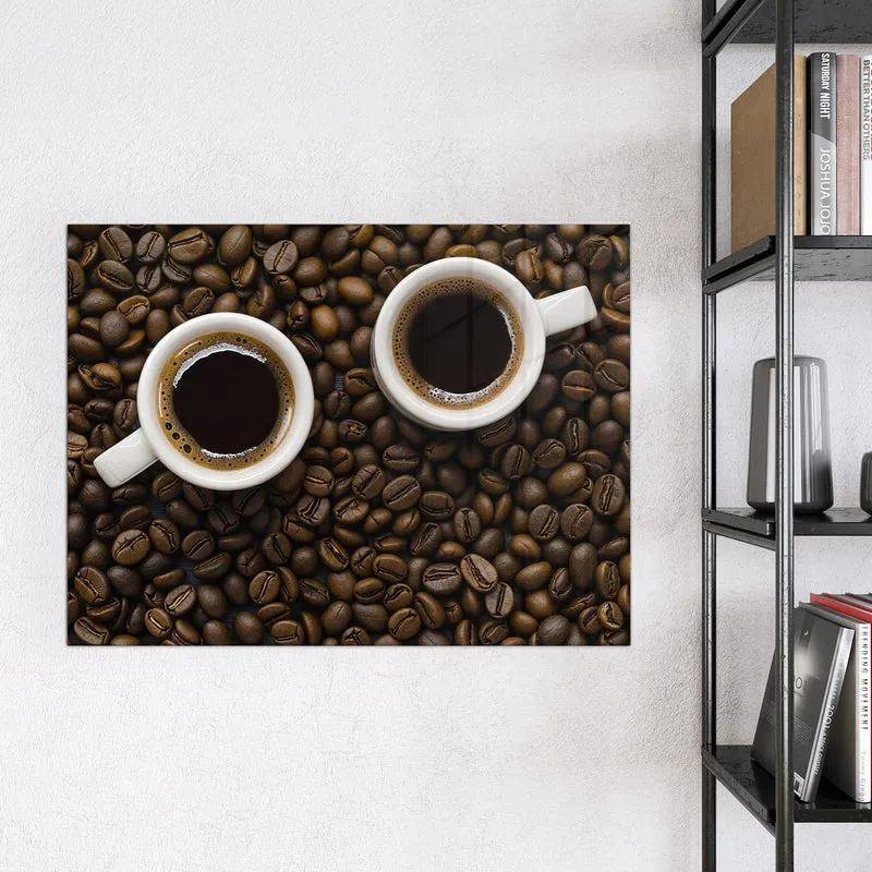Magnettafel - Kaffeebohnen und Tassen