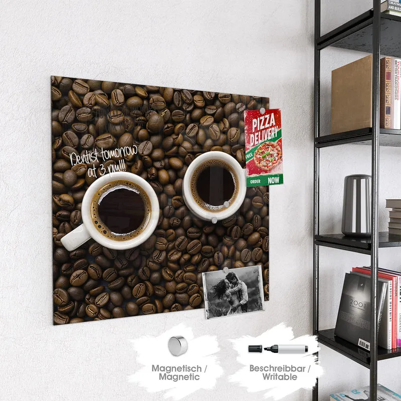 Magnettafel - Kaffeebohnen und Tassen