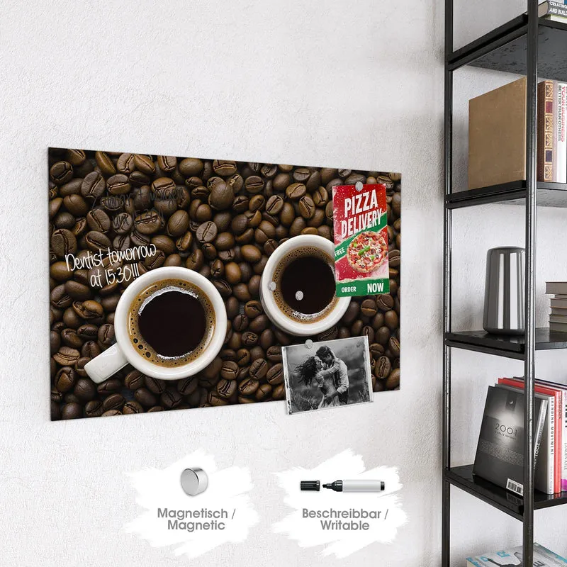 Magnettafel - Kaffeebohnen und Tassen