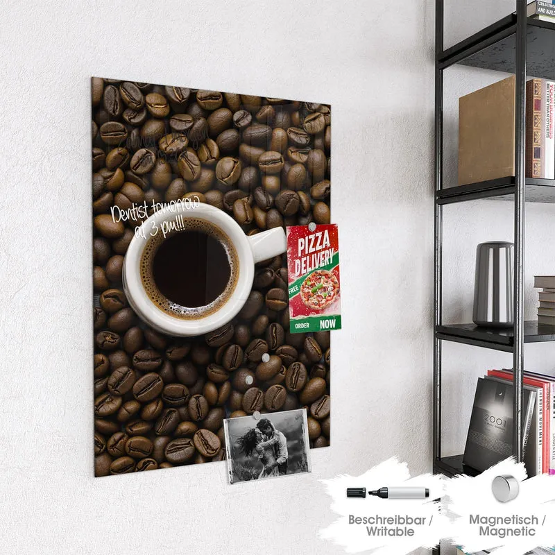 Magnettafel - Kaffeebohnen und Tassen