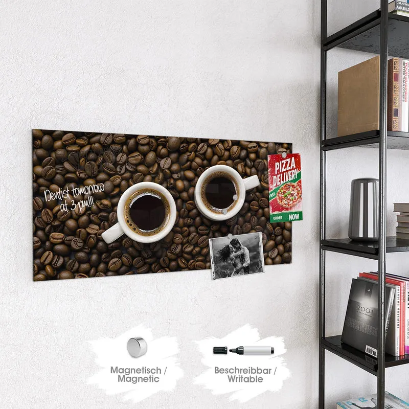 Magnettafel - Kaffeebohnen und Tassen