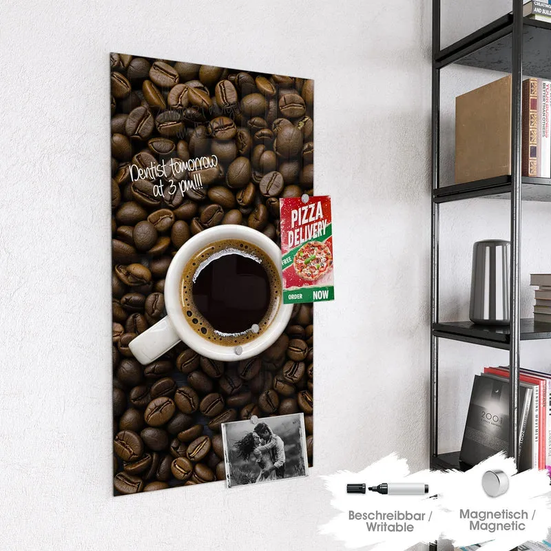 Magnettafel - Kaffeebohnen und Tassen