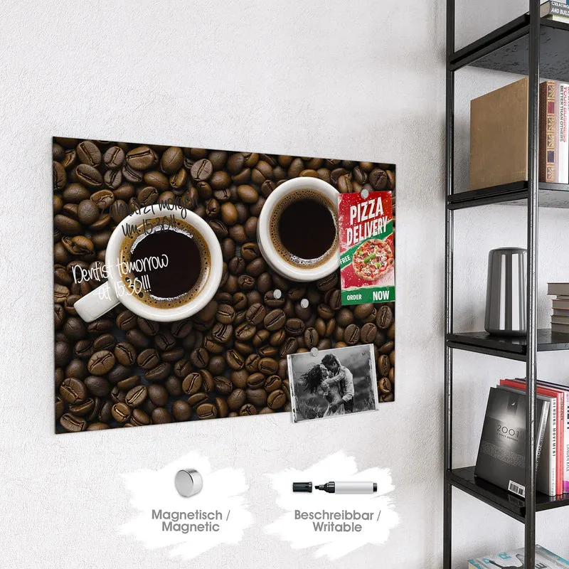 Magnettafel - Kaffeebohnen und Tassen