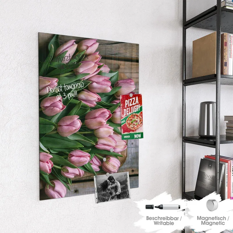 Magnettafel - Rosa Tulpenstrauß