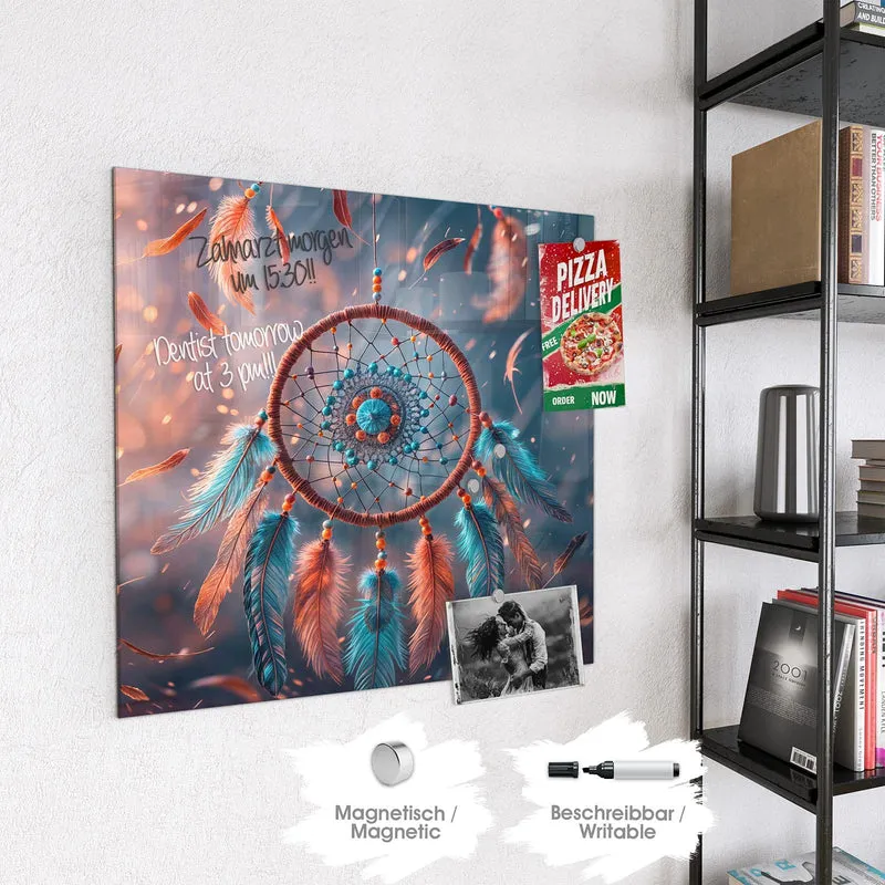 Magnettafel - Traumfänger mit Federn